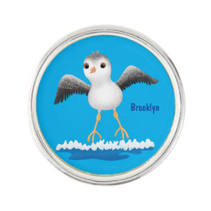 Cute baby sandpiper cartoon illustration lapel pin