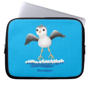 Cute baby sandpiper cartoon illustration  laptop sleeve