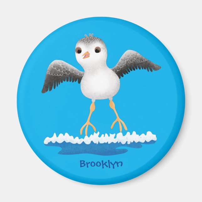 Cute baby sandpiper cartoon illustration magnet (Front)