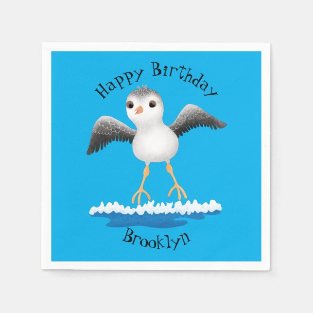 Cute baby sandpiper cartoon illustration  napkins (Front)