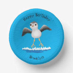 Cute baby sandpiper cartoon illustration paper bowls