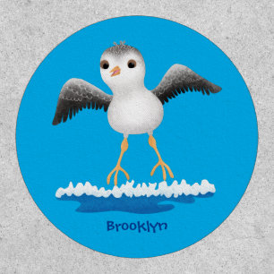 Cute baby sandpiper cartoon illustration patch