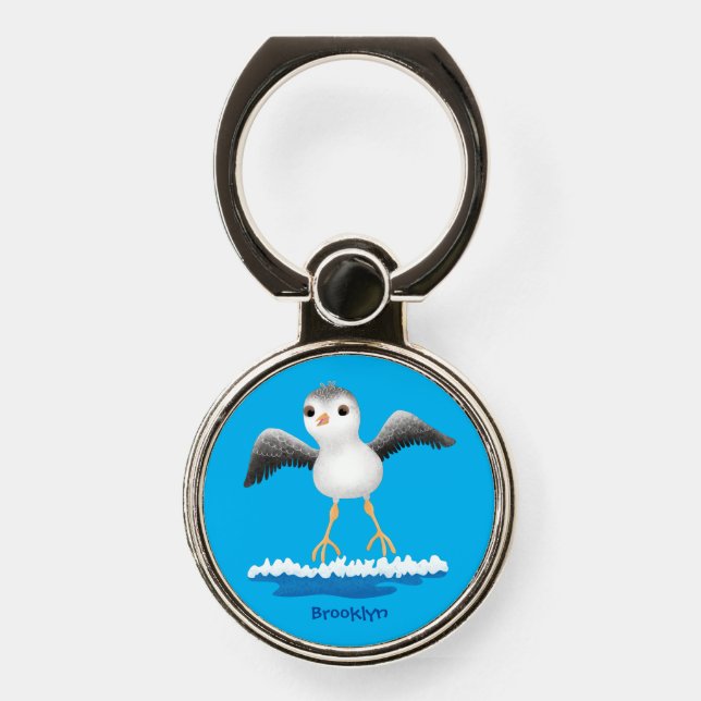 Cute baby sandpiper cartoon illustration  phone ring stand (Front)