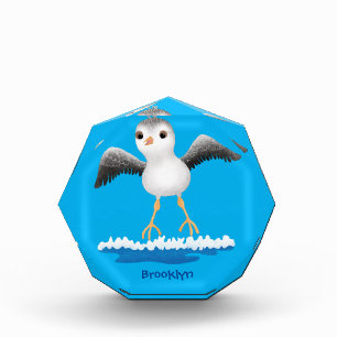 Cute baby sandpiper cartoon illustration photo block