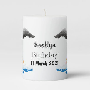 Cute baby sandpiper cartoon illustration pillar candle