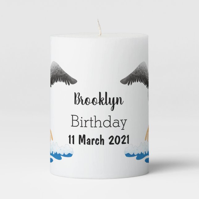Cute baby sandpiper cartoon illustration pillar candle (Front)