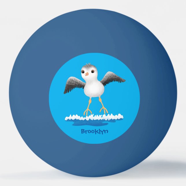 Cute baby sandpiper cartoon illustration ping pong ball (Front)