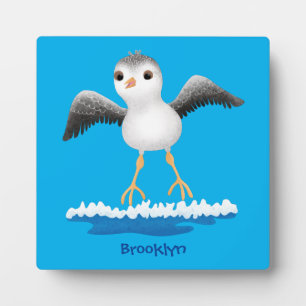 Cute baby sandpiper cartoon illustration plaque