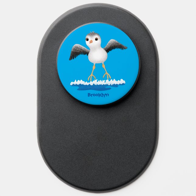 Cute baby sandpiper cartoon illustration PopSocket (Popsocket)