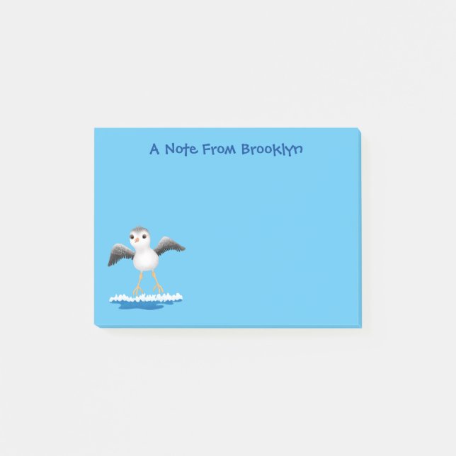 Cute baby sandpiper cartoon illustration post-it notes (Front)