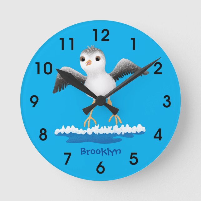 Cute baby sandpiper cartoon illustration round clock (Front)