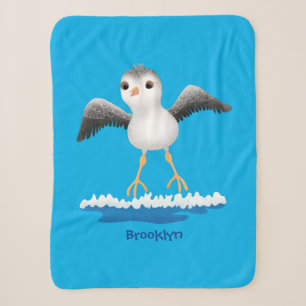 Cute baby sandpiper cartoon illustration sherpa blanket
