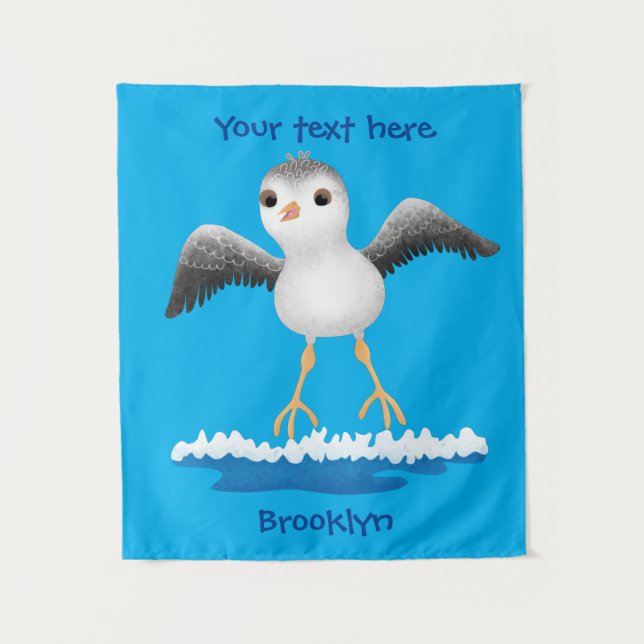 Cute baby sandpiper cartoon illustration tapestry (Front)