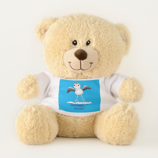 Cute baby sandpiper cartoon illustration teddy bear (Front)