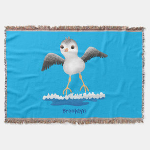 Cute baby sandpiper cartoon illustration throw blanket