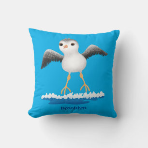Cute baby sandpiper cartoon illustration throw pillow