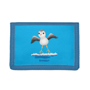 Cute baby sandpiper cartoon illustration tri-fold wallet