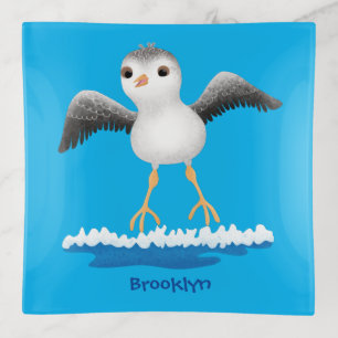 Cute baby sandpiper cartoon illustration trinket tray