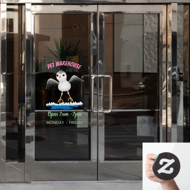 Cute baby sandpiper cartoon illustration window cling (Office Door)
