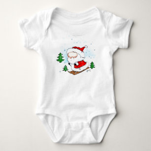 Cute Baby Santa Skiing Bodysuit