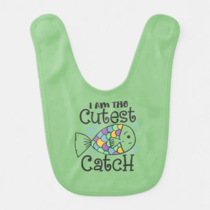 Cute Baby Saying I am The Cutest Catch Baby Bib