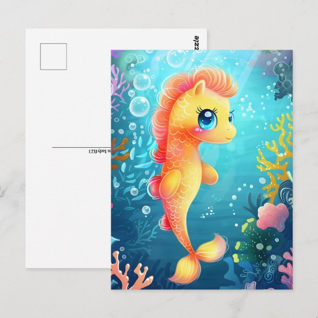 Cute baby sea horse, Postcrossing Postcard (Front/Back)