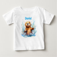 Cute Baby Sea Otter in Water Splashes Personalized
