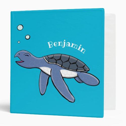 Cute baby sea turtle cartoon illustration 3 ring binder