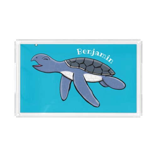 Cute baby sea turtle cartoon illustration acrylic tray