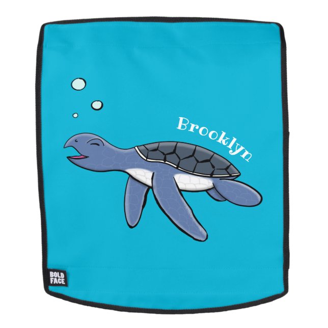 Cute baby sea turtle cartoon illustration backpack (Removable Face)