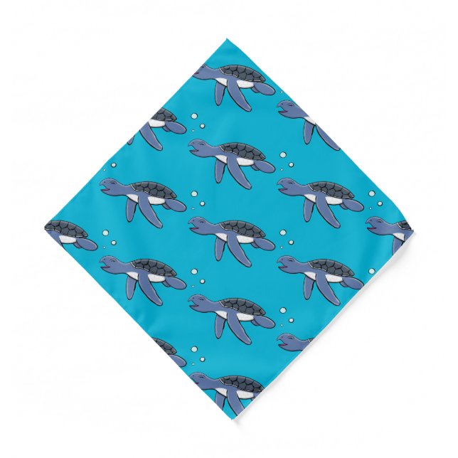 Cute baby sea turtle cartoon illustration bandana (Front)