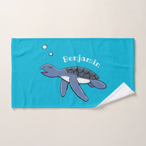 Cute baby sea turtle cartoon illustration bath towel set