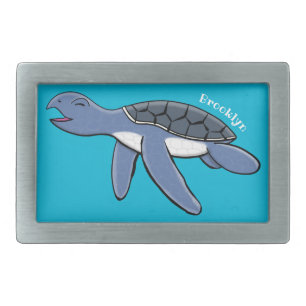 Cute baby sea turtle cartoon illustration belt buckle