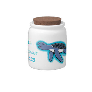 Cute baby sea turtle cartoon illustration candy jar