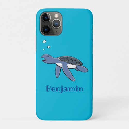 Cute baby sea turtle cartoon illustration iPhone 11 pro case