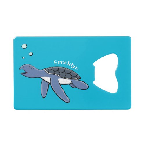 Cute baby sea turtle cartoon illustration credit card bottle opener