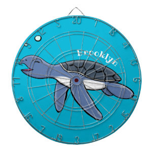 Cute baby sea turtle cartoon illustration dart board