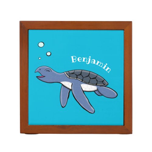 Cute baby sea turtle cartoon illustration desk organizer