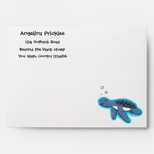 Cute baby sea turtle cartoon illustration envelope