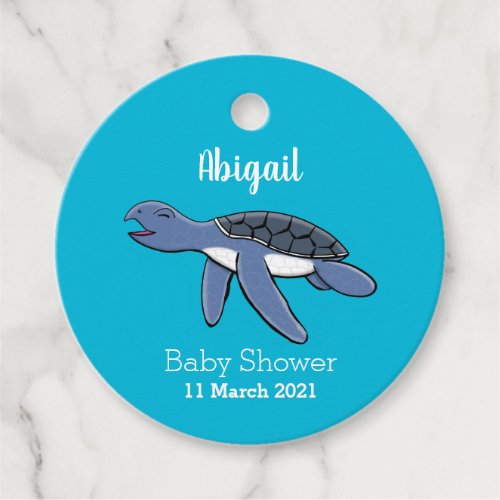 Cute baby sea turtle cartoon illustration favor tags