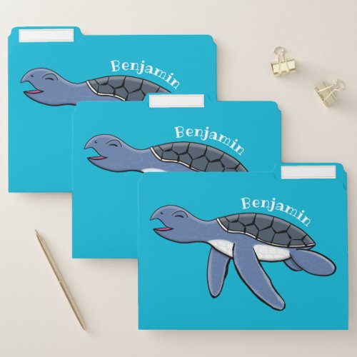 Cute baby sea turtle cartoon illustration file folder