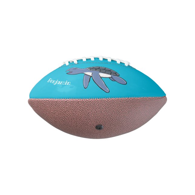 Cute baby sea turtle cartoon illustration football (Rotated 270)