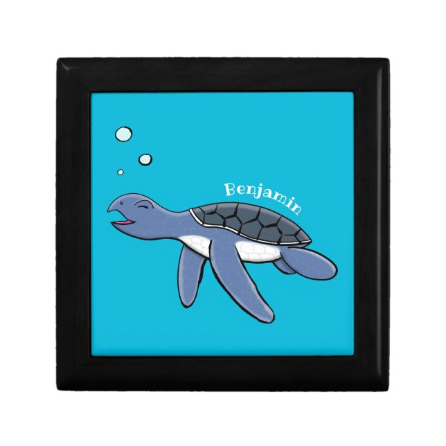 Cute baby sea turtle cartoon illustration gift box (Front)