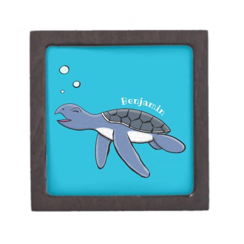 Cute baby sea turtle cartoon illustration gift box