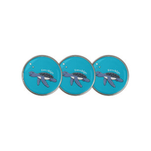 Cute baby sea turtle cartoon illustration golf ball marker