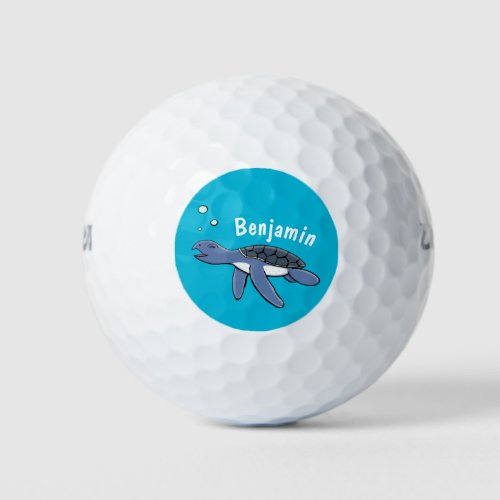 Cute baby sea turtle cartoon illustration golf balls