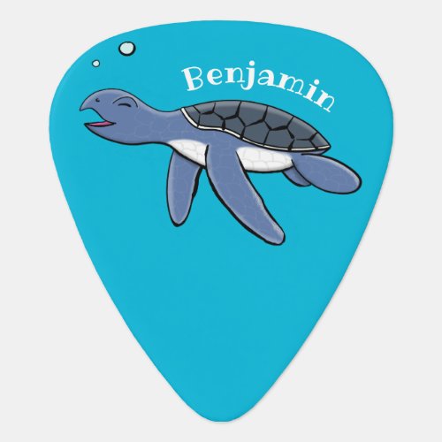 Cute baby sea turtle cartoon illustration guitar pick