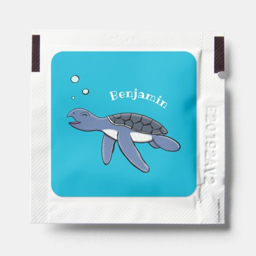 Cute baby sea turtle cartoon illustration hand sanitizer packet