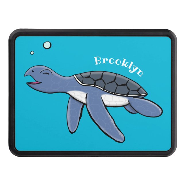 Cute baby sea turtle cartoon illustration hitch cover (Front)