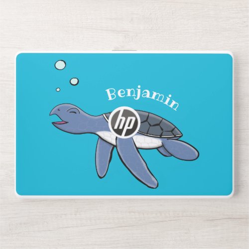 Cute baby sea turtle cartoon illustration HP laptop skin